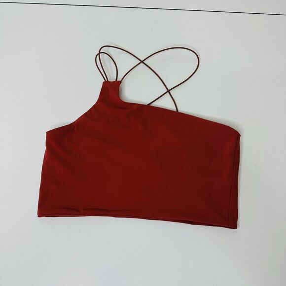 Alix NYC Rust Avon Asymmetrical Neckline One-Shoulder Spaghetti Strap Crop S - Picture 4 of 13